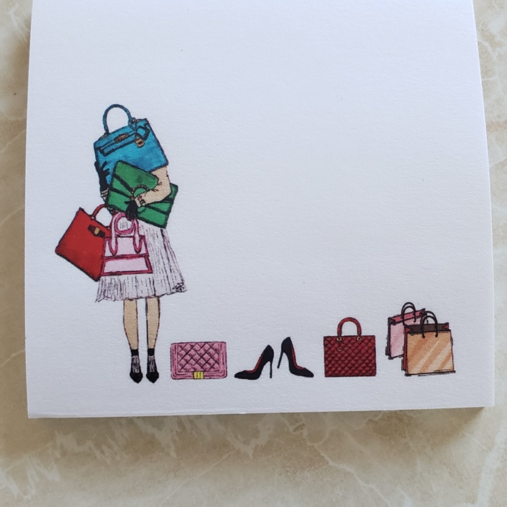 x4 NWT Fashion Post Its Sticky Notes Fashion Handbag Unique Sketches